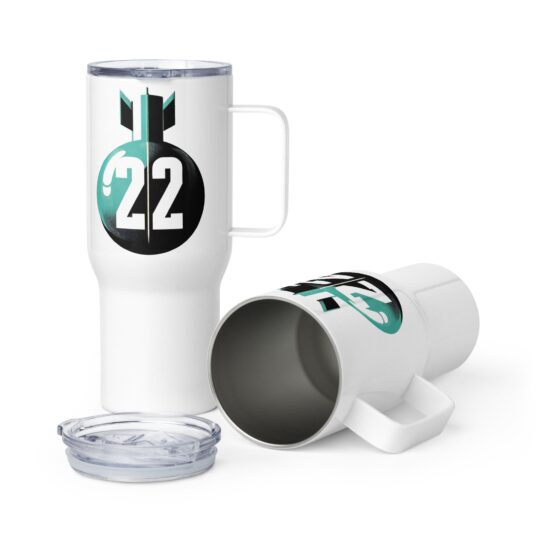 Catch-22 inspired Travel mug with a handle