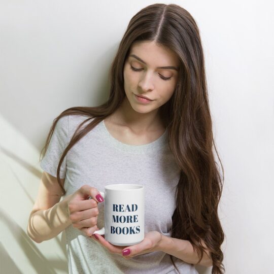 Read more books, white glossy mug