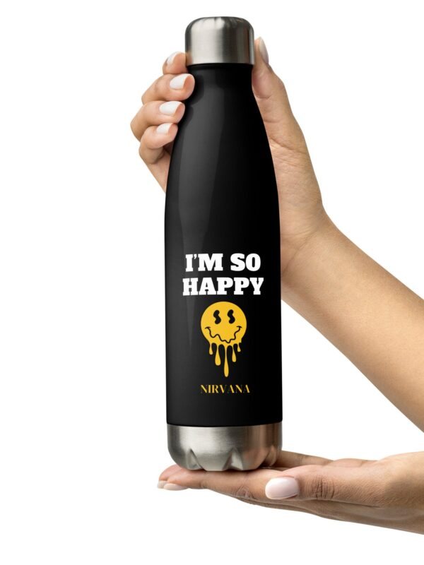 Im So Happy Stainless Steel Black Water Bottle